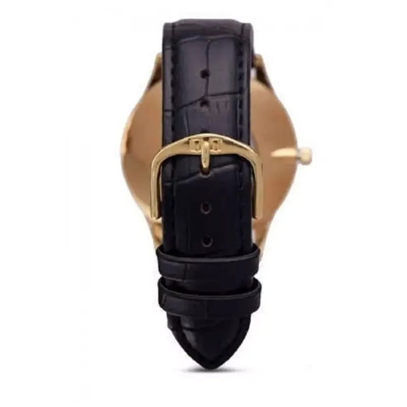 Q&Q Japan Quartz Black Dial Gold Bezel Men's Watch- C214J100Y